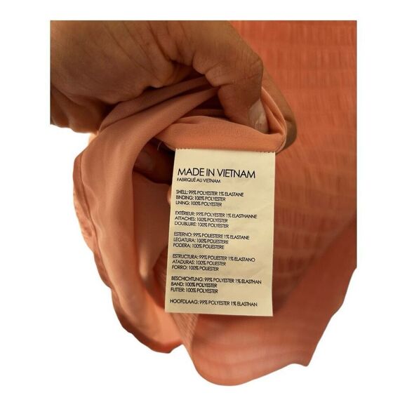 Club Monaco Blush Pink Cold Shoulder Long Sleeve Blouse Size S Ruffle Textured - Picture 7 of 10